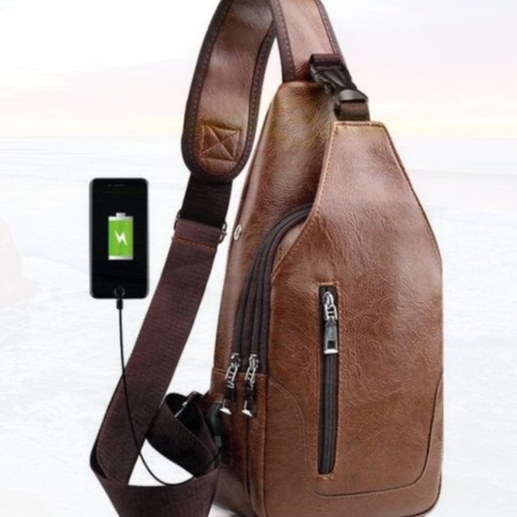 Other - New Chest Bag with USB Charge Port Brown 247